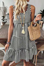 Load image into Gallery viewer, Stripe U Neck Sleeveless Loose Fit Mini Dress