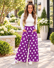 Load image into Gallery viewer, Polka Dot Wide Leg Elastic Waist Casual Pants
