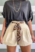 Load image into Gallery viewer, Pink Leopard Contrast Sash Belt Pleated Wide Leg Shorts