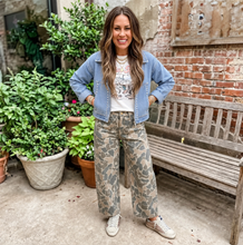 Load image into Gallery viewer, Studded Metal Zipper Rivet Pockets Long Sleeve Denim Jacket