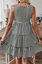Load image into Gallery viewer, Stripe U Neck Sleeveless Loose Fit Mini Dress