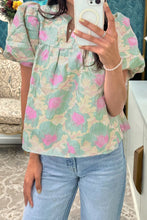 Load image into Gallery viewer, Short Bubble Sleeve Summer Floral Blouse