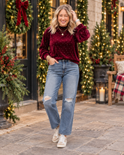 Load image into Gallery viewer, Velvet Polka Dot High Neck Tunic Pullover Sweatshirt