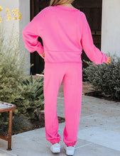 Load image into Gallery viewer, Raw Edge Half Buttons Pullover and Jogger Pants Set