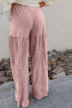 Load image into Gallery viewer, Mineral Wash Tiered Wide Leg Patchwork Drawstring Pants