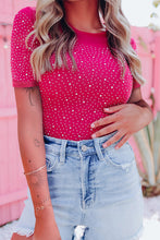 Load image into Gallery viewer, Rhinestone O-neck Short Sleeve Bodysuit