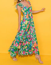 Load image into Gallery viewer, Floral Print Sleeveless Ruffle Tiered Maxi Dress