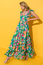 Load image into Gallery viewer, Floral Print Sleeveless Ruffle Tiered Maxi Dress