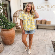 Load image into Gallery viewer, Short Bubble Sleeve Summer Floral Blouse