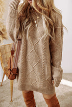 Load image into Gallery viewer, Cable Knit Drop Shoulder Loose Fit Sweater Dress