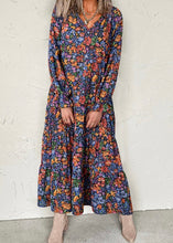 Load image into Gallery viewer, Floral V Neck Long Sleeve Flowy Long Dress