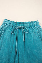 Load image into Gallery viewer, Mineral Wash Lace-up High Waist Raw Hem Patched Pocket Pants