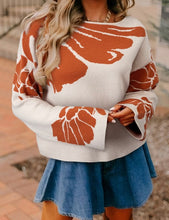 Load image into Gallery viewer, Bold Flower Pattern Wide Sleeve Baggy Sweater
