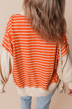 Load image into Gallery viewer, Stripe Color Block Loose Fit Collared Drop Shoulder Sweatshirt