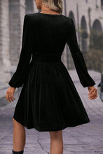 Load image into Gallery viewer, Velvet Long Sleeve Surplice High Waist Mini Dress
