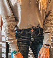Load image into Gallery viewer, Aztec Embroidered Western V Neck Sweatshirt