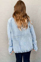 Load image into Gallery viewer, Elastic Edge Collared Zip Up Denim Jacket With Pocket