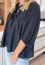 Load image into Gallery viewer, Bow Tie Neck 3/4 Sleeve Casual Blouse
