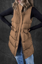 Load image into Gallery viewer, Longline Full Zipper Puffer Vest with Pockets