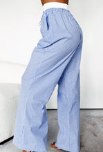 Load image into Gallery viewer, Stripe Wide Leg Buttoned Lace up Elastic High Waist Pants