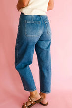 Load image into Gallery viewer, Drawstring Waist Ankle Length Casual Jeans Regular Fit Pocket Detail Denim Pants