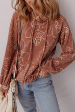 Load image into Gallery viewer, Floral Twisted Rib Drawstring Kangaroo Pocket Hoodie