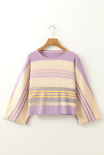 Load image into Gallery viewer, Striped Rib Knit Cuffed Dolman Sleeve Sweater