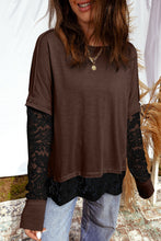 Load image into Gallery viewer, Sheer Lace Patchwork Casual Long Sleeve Tee
