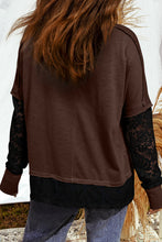 Load image into Gallery viewer, Sheer Lace Patchwork Casual Long Sleeve Tee