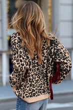 Load image into Gallery viewer, Leopard Drop Shoulder Chunky Knitted Cardigan Sweater