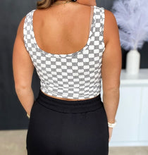 Load image into Gallery viewer, Checkered Print U Neck Cropped Tank Top