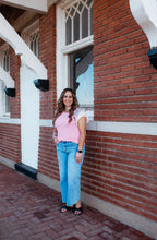 Load image into Gallery viewer, Striped Ruffle Flutter Sleeve Ribbed Blouse