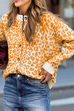 Load image into Gallery viewer, Leopard Drop Shoulder Chunky Knitted Cardigan Sweater