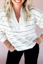 Load image into Gallery viewer, V Neck Casual Stripe Print Drop Shoulder Long Sleeve Top