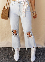 Load image into Gallery viewer, High Rise Ripped Frayed Hem Straight Jeans