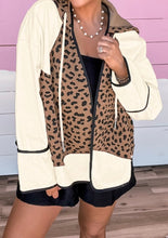 Load image into Gallery viewer, Leopard Star Hooded Patchwork Contrast Piping Open Front Jacket
