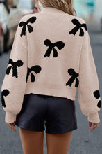 Load image into Gallery viewer, Pearl Embellished Bow Pattern Loose Sweater