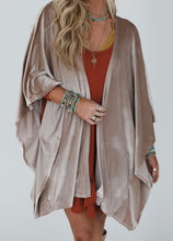 Load image into Gallery viewer, 3/4 Sleeve Open Front Velvet Kimono