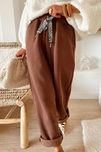 Load image into Gallery viewer, Leopard Drawstring Elastic Waist Solid Pants