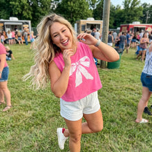 Load image into Gallery viewer, Pink Bow Print Boxy Fit Tank Top