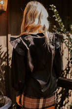 Load image into Gallery viewer, Contrast Stitched Detail V Neck Ruffle Long Sleeve Blouse