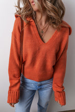 Load image into Gallery viewer, Collared V Neck Ribbed Edge Elegant Sweater