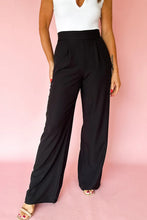 Load image into Gallery viewer, Pleated Detail Pull On High Elastic Waist Loose Straight Pants
