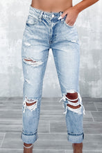 Load image into Gallery viewer, Washed Frayed Slim Fit High Waist Jeans