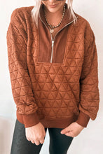 Load image into Gallery viewer, Geometric Quilted Half Zipped Loose Sweatshirt