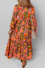 Load image into Gallery viewer, Floral Puff Sleeve Smocked Bodice Ruffled Long Dress