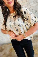 Load image into Gallery viewer, Bow Print Puff Short Sleeve Top