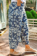 Load image into Gallery viewer, Floral Printed Drawstring Barrel Jeans
