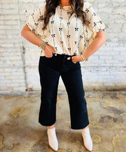 Load image into Gallery viewer, Bow Print Puff Short Sleeve Top