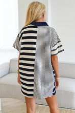 Load image into Gallery viewer, Striped Polo T Shirt Dress